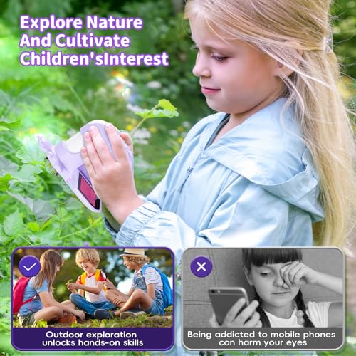 Microscope for Kids - 1080P Handheld Digital Microscope Portable Pocket 500X with 8 LED Lights 2'' LCD Screen Educational Science Christmas Birthday Gifts for Age 3 4 5 6 7 8 Girls Boys Purple - color: Purple