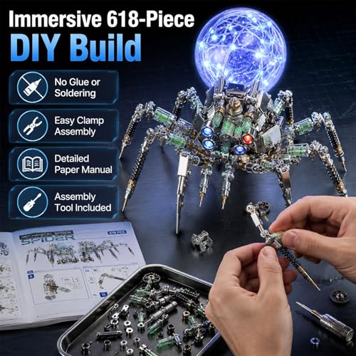 3D Metal Puzzle for Adults,Spider Puzzle Building Set，3D Metal Model Kit, Brain Teaser Puzzles DIY Assembling for Stress Relief - High end Men's Gift - style: Spider