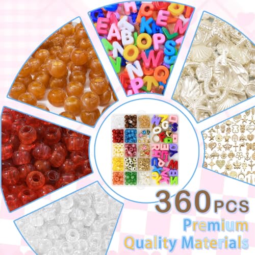 Kasmena 350+ Pcs DIY Bag Charm & Keychain Making Kit with Beads and Charms - size: 350+ PCS