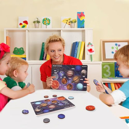 Solar System Planet Outer Space Toddler Wooden Puzzle Toys for Kids 3-5