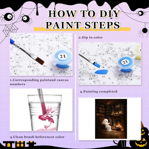 Halloween Paint by Numbers Kit for Adults,Paint by Number Adult Ghost 16x20 - color: Halloween Ghost Coffee, size: 16*20inch