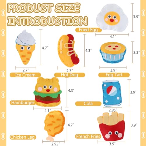 Kid Felt Sewing Kits for Beginners, DIY 8 Stuffed Food for Kids Age 5-12 - color: Hamburg Set