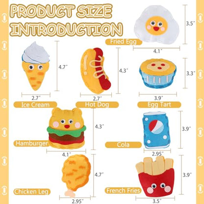Kid Felt Sewing Kits for Beginners, DIY 8 Stuffed Food for Kids Age 5-12 - color: Hamburg Set