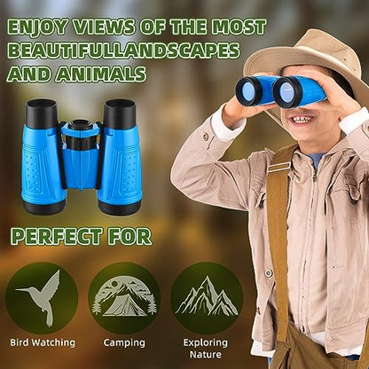 Wettarn 24 Pack Christmas Kid Mini Binocular Compass Magnifying Glass Set for 3-12 Years Boy Girl Toddler Gifts Small Compact Telescope Binocular for Bird Watching Outdoor Camping Hiking Exploring