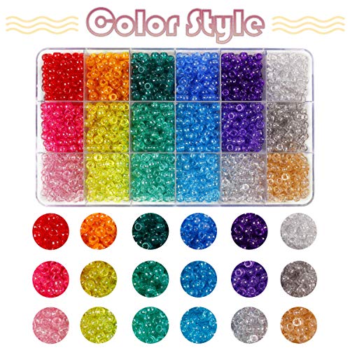 2600+pcs Pony Beads Kit Rainbow Glitter Plastic Beads Multicolor Pony Bead Bulk with Elastic String, Hair Bead for Braids DIY Crafts Jewelry Making Kit for Bracelets Necklaces - color: Giltter Beads