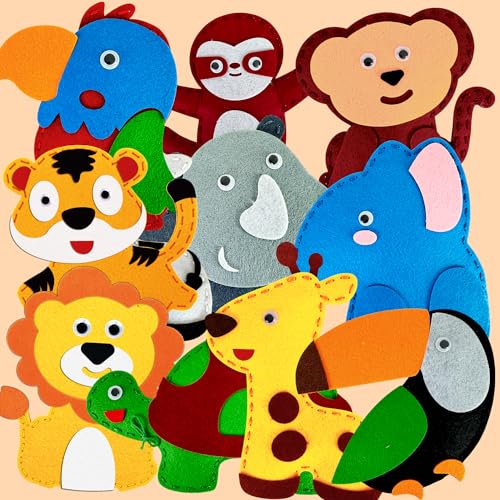 Sewing Kit for Kids Ages 4-8 - 12 Beginner DIY Kids Sewing Crafts Ages 4-7 - color: 6.0 Safari