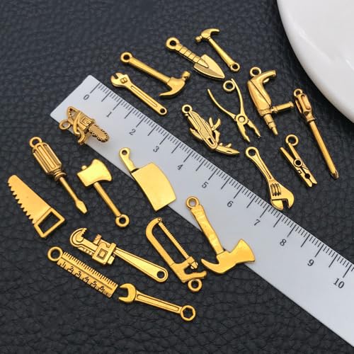 WOCRAFT 60pcs Antique Gold Tools Bracelet Charms for Jewelry Making Sets DIY Necklace Bracelet Keychain Crafting Charms Kit Craft Supplies (SN900) - color: Antique Gold, size: Tools Charms
