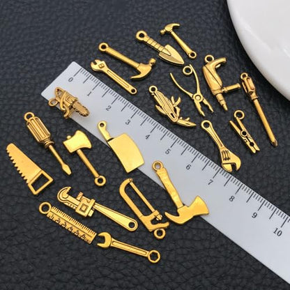 WOCRAFT 60pcs Antique Gold Tools Bracelet Charms for Jewelry Making Sets DIY Necklace Bracelet Keychain Crafting Charms Kit Craft Supplies (SN900) - color: Antique Gold, size: Tools Charms