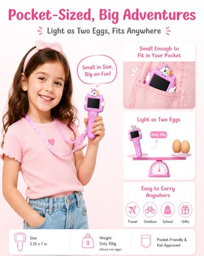 Outdoor Portable Kids Microscope: Handheld Microscope Auto Focus - color: Light Pink