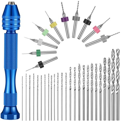 Mudder 36 Pcs Pin Vise Hand with Micro Drill Bits Set, Blue - color: Blue
