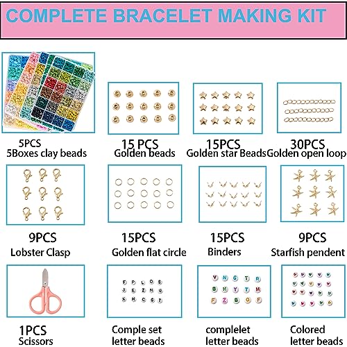 XMZCOLA Clay Beads Charm Bracelet Making kit, 12800pcs Pcs 96 Colors 6mm Flat Spacer HEI shi Beads Kits, Crafts Gifts Set for 2026 Christmas Gifts - color: 96 colors
