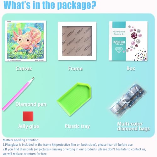 Libfx Diamond Art Kits for Kids with Frame Diamond Art for Girls Boys Beginners Arts and Crafts Birthday Gifts (Axolotl) - color: Axolotl