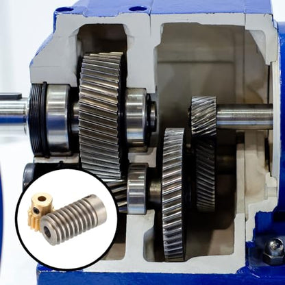 uxcell Worm Gear Set 15T 0.8 Module 1:15 Reduction Rate, Right Rotation Drive Gear Box Wheel Reduce Transmission Part (Brass Gear-4mm Bore, 1045 Steel Rod 6mm Bore) - size: Gear-4mm, Rod-6mm Bore, style: 0.8M-15T