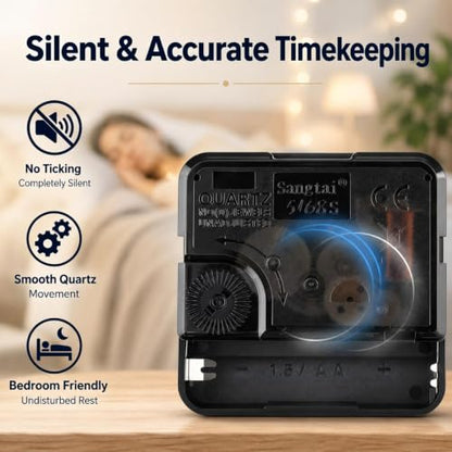 4-Pack Silent Clock Mechanism Replacement Kit, 4 Black Hand Sets - color: Black