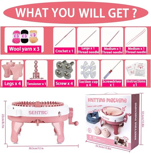 Cyandream Sentro 40 Needles Knitting Machine, Circular Loom for Beginners
