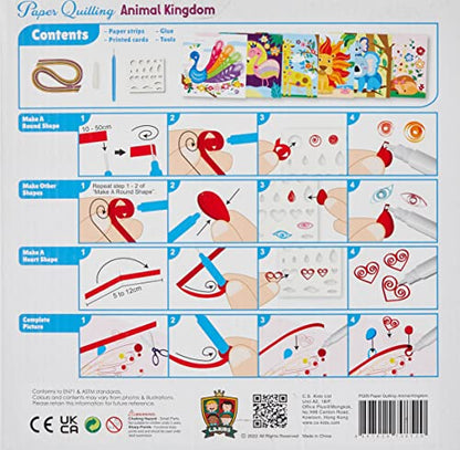 C.S. Kids DIY Paper Quilling Arts & Crafts Gifts - Animal Kingdom | 3D Design Kits for Kids, Make Your Own Art (Strips & Tools Included)