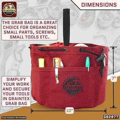 Graintex 18 Pockets Grab Bag Rip-stop Canvas Drawstring Closure, Small Part Organizer Pouch, Small Tools, Screws, Parts, Parachute Tool Bag for Efficient Storage - Burgundy - color: Burgundy
