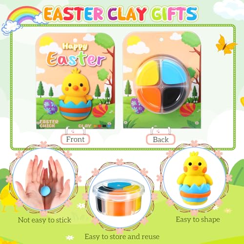 Capoda 6 Sets Easter DIY Craft Kit Easter Air Dry Clay Kit Bunny Eggs DIY Arts and Crafts Modeling Clay Gifts Bulk with Tutorials for Home Party Favors Art Projects Fun Activities Supplies - style: Easter
