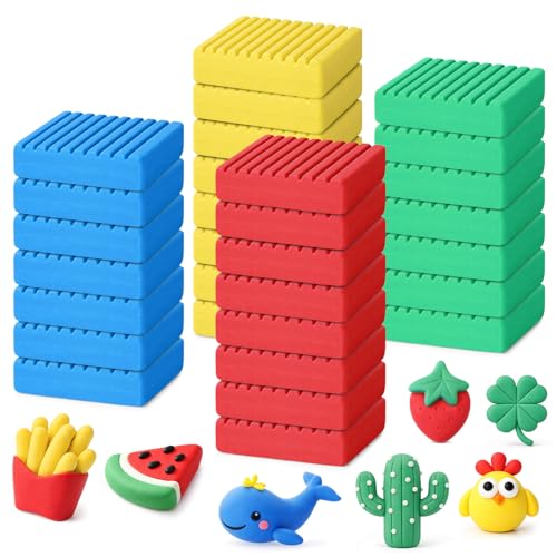 Syhood 30 Pcs 42oz Colorful Reusable and Non Drying Modeling Clay Bulk Plastilina Modeling Clay Gift Set for DIY Sculpting Classroom Arts and Crafts Projects Play - color: Blue, Green, Yellow, Red