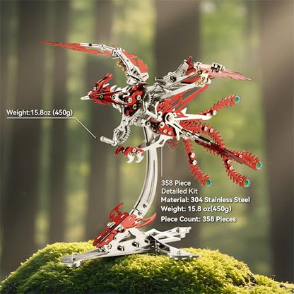 3D Metal Puzzles for Adults, Mechanical Phoenix Bird Model Kit - color: Phoenix-red