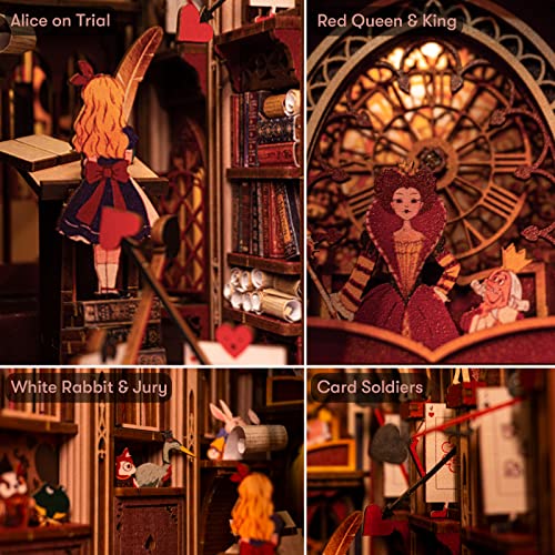 MiniCity Alice in Wonderland Book Nook Kit, Wooden Miniature House with LED - color: Alice in Wonderland