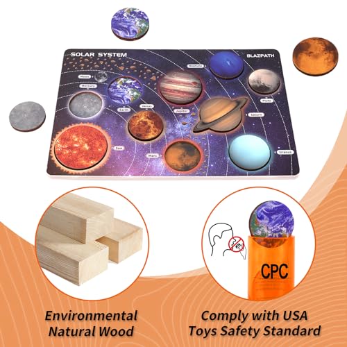 Solar System Planet Outer Space Toddler Wooden Puzzle Toys for Kids 3-5