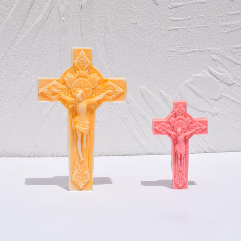 Candle Molds - Silicone Mold for Candles Making, DIY 3D Moulds for Soy Wax, Beeswax, Scented Candle, Valentine's Day Gifts (Crucifix) - color: Crucifix