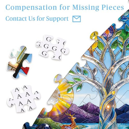 Puzzles for Adults 1000 Pieces, Sun & Moon Crystal Tree of Life - color: A-tree of Life With Sun & Moon