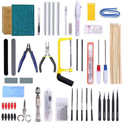 Swpeet 87Pcs Kit Compatible for Gundam Modeler Basic Tools and Compatible for Gundam Model Tools Kit Perfect for Model Kit Building Beginner Hobby Model Assemble Building with Duty Plastic Container