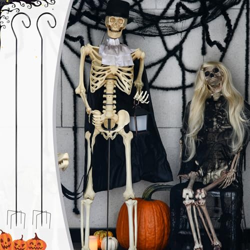 2Set Halloween Metal Skeleton Stand, Black, 6.56 Ft/ 2 M, Regular - color: Black, style: Regular Styles