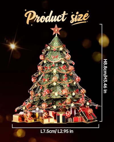Piececool 3D Puzzles for Adults,Christmas Tree Metal Model Kit DIY Assembly Brain Teaser Puzzle, Best Gifts & Desk Decor
