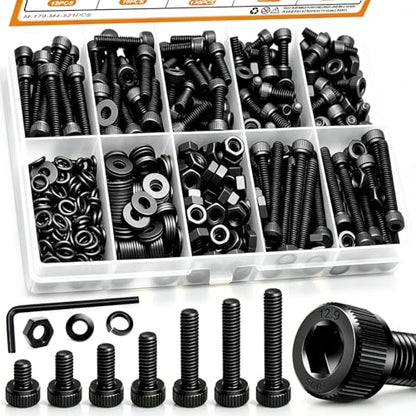 mankk 521PCS M4 Bolts Assortment Kit, Hex Socket Head Cap Hardware - size: M4, style: Hex Socket Cap