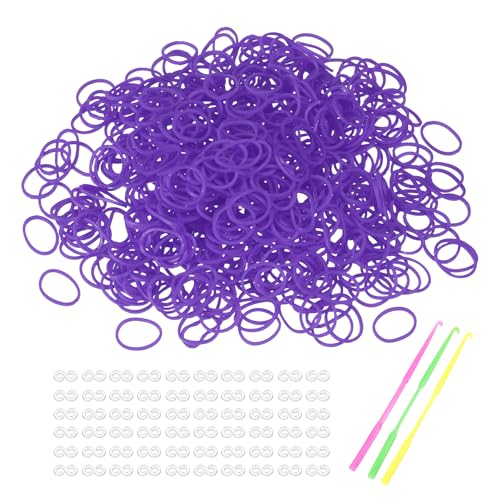 MECCANIXITY 1800 Pcs Loom Rubber Bands Kit with 75 Pcs S-Clips 3-Hooks Rubber Bands Refill Bracelet Making Kits for Weaving DIY Handcrafts Gift, Purple - color: Purple
