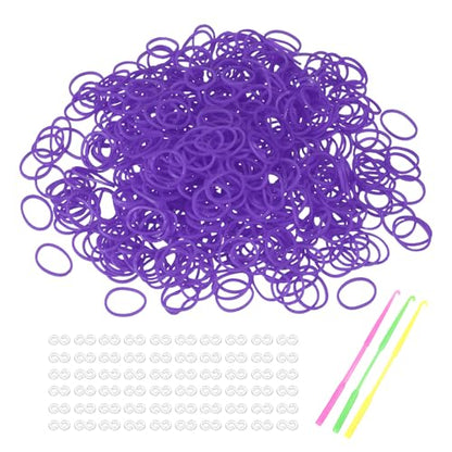 MECCANIXITY 1800 Pcs Loom Rubber Bands Kit with 75 Pcs S-Clips 3-Hooks Rubber Bands Refill Bracelet Making Kits for Weaving DIY Handcrafts Gift, Purple - color: Purple