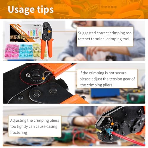 450PCS Electrical Connectors Red Copper, Heat Shrink Wire Connectors Kit, Crimp Connector Wire Terminals for Automotive Marine