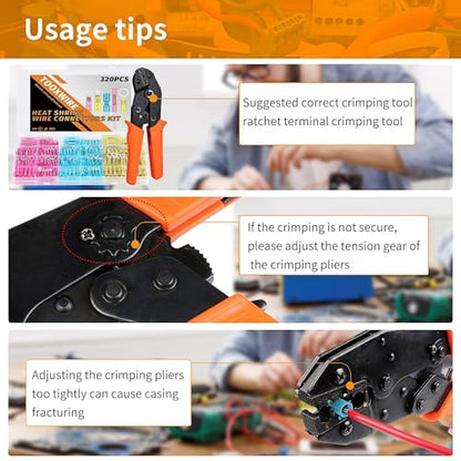 450PCS Electrical Connectors Red Copper, Heat Shrink Wire Connectors Kit, Crimp Connector Wire Terminals for Automotive Marine