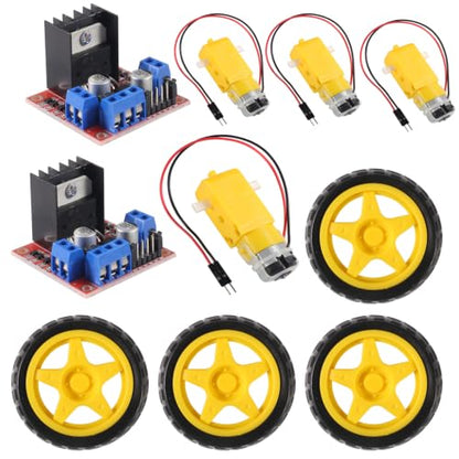 L298N Motor Driver Controller Board Dual H-Bridge for Arduino Stepper DC Motors Kit with 4 DC Motors and Smart Car Wheels Compatible with Arduino Robot Car Projects