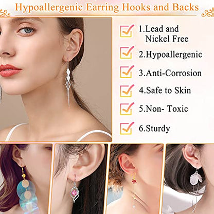 Hypoallergenic Earring Making Kit, modacraft 2000Pcs Earring Making Supplies Kit with Hypoallergenic Hooks, Earring Findings, Backs, Pins Jump Rings for Jewelry Making Supplies - size: 24 Grids-2000Pcs