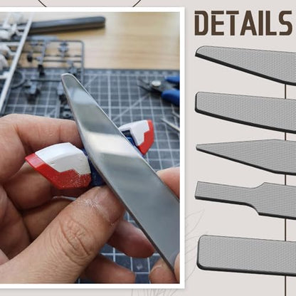 Honoson 25 Pack Hobby Model Polishing Hand Files Tool Set 5 Pcs #10000 Grit Glass Polishing Files and 20 Pcs Sanding Sticks Tool for Metal Wood Model Craft(Low Grits Rating,Teardrop Style) - style: teardrop Style