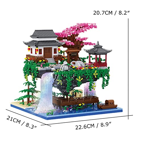 Peach Blossom Spring Utopia Building Blocks Set (3661Pcs) Famous Chinese Fable Architecture with 2 Figures & String Lights Educational Toys Micro Bricks for Kids Adults - color: Peach Blossom Spring