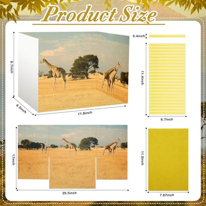 AmazingSpark 2 Set Grassland Diorama Box and Fake Grass Decor, Africa Safari Animal Diorama Project Supplies Set, Cardboard Display Case Kit & Artificial Grass with Double Sided Tapes for DIY Crafts - style: Grassland