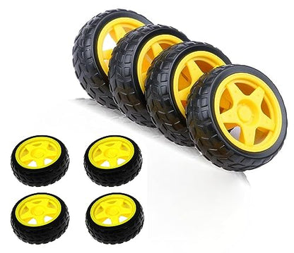 8 Pack TT Motor Wheels Replacement Smart Car Robot Wheel Tyres 1:48 Model Gear Spare Parts for Gearbox RC Chasis Arduino DIY Kit Remote Control Cars Rubber Tire