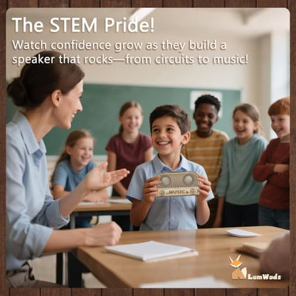 STEM Kits for Kids Age 12-14, Wooden DIY Bluetooth Speaker Kit Build Your Own with Dual Speakers, Science Gift for Teen Boys Girls Birthday Christmas