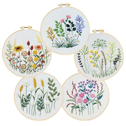 COCOMOX Floral Embroidery Kits for Beginners Adults, Cross Stitch Kits - color: Flower pattern