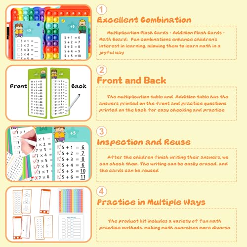 Addition Flash Cards + Multiplication Flash Cards + Math Board - color: C+j+p