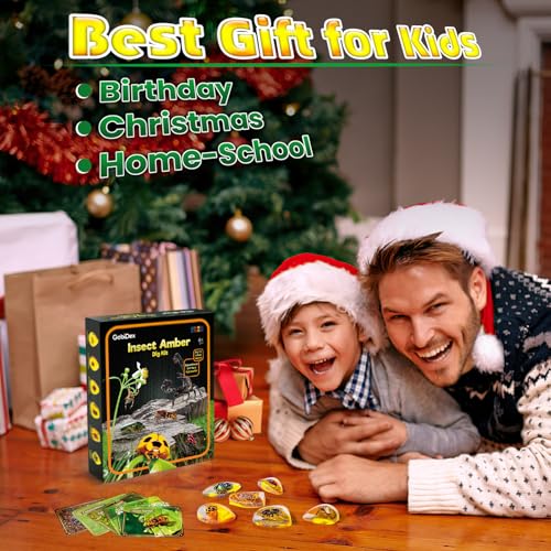 GobiDex Amber Dig Kit for Kids Ages 6+, Excavate 6 Insects Specimens