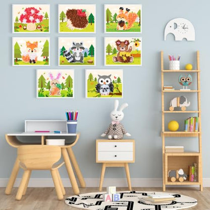 Lonfliness 8Pcs Forest Animal Poke in Craft Kits for Kids Mess Free DIY Art - style: Forest