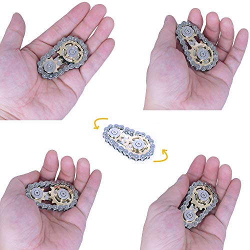 Fidget Spinner, Sprocket Linkage Bike Chain Spinner Design 2 Gears Figity Spin Finger Games, Metal Stainless Steel Durable Mechanics, Premium Figit Toy - Colorful - color: Colorful