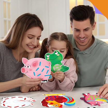 SpriteGru 9 PCS Farm Theme Lacing Cards, 9 Double Sided Sewing Cards with 9 Colorful Laces, Imagination Development Lacing Toys Educational and Learning Activity for Preschoolers, Kids - color: Farm Themed-B