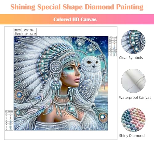 5D Special Shape Diamond Art Kits for Adults Beginners for Native Indian - color: Indian